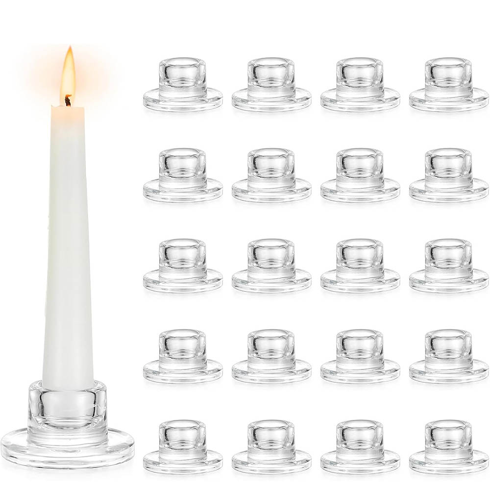 Candle Making Glass - Candlestick Holders Clear Short Tapered Candle