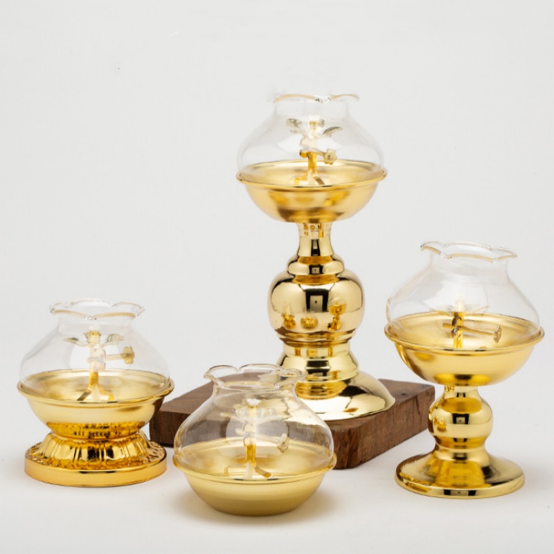 Candle Making Glass - Golden Oil Lamp For Buddha With