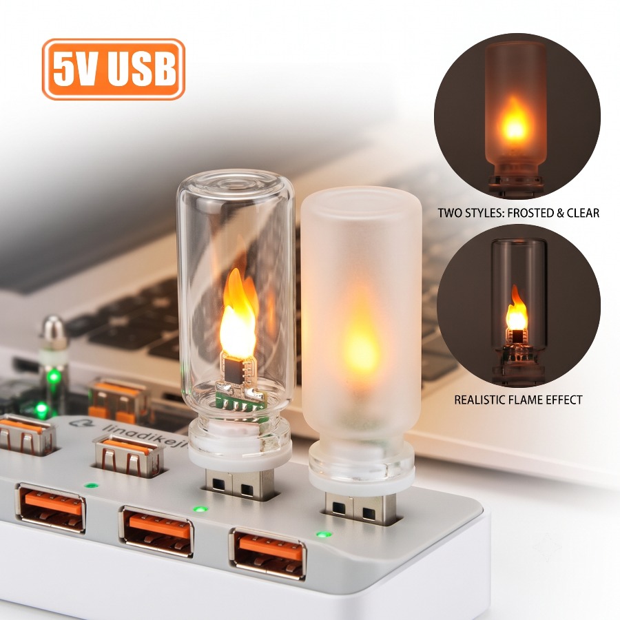 5V USB LED Flame Type Night Li - Candle Making Glass recension och pris